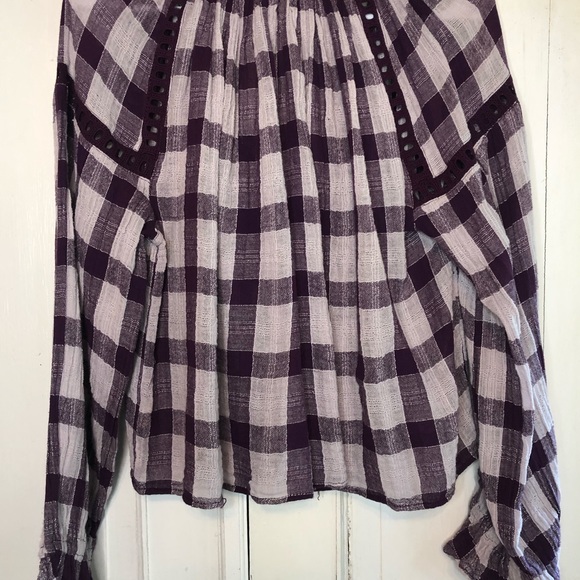 Free People Honey Grove purple plum plaid top NWT - Picture 4 of 5